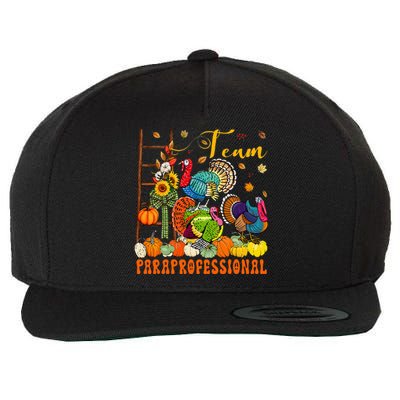 Team Paraprofessional Three Thanksgiving Turkeys Pumpkins Wool Snapback Cap