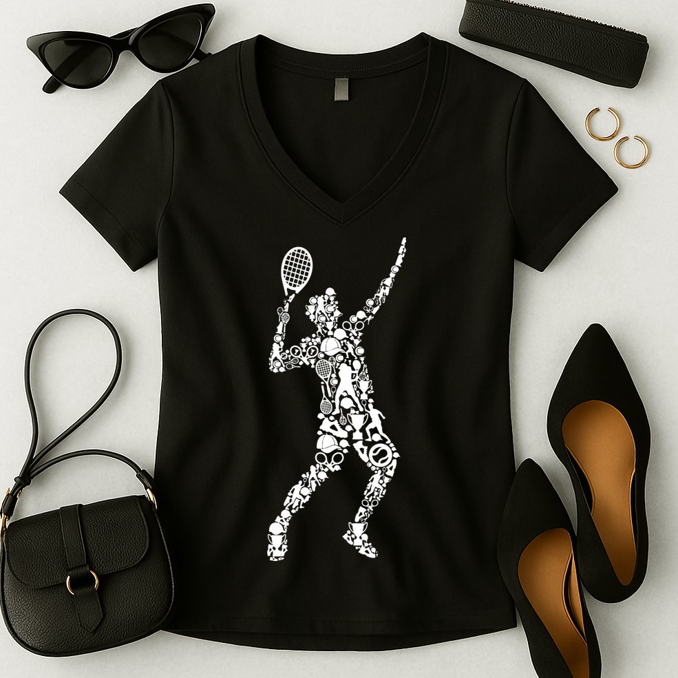 Tennis Player Women's V-Neck T-Shirt