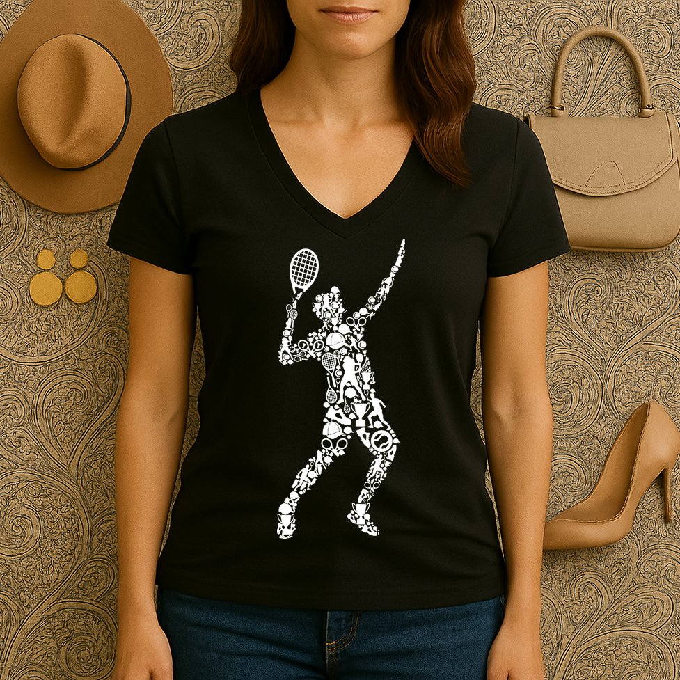 Tennis Player Women's V-Neck T-Shirt