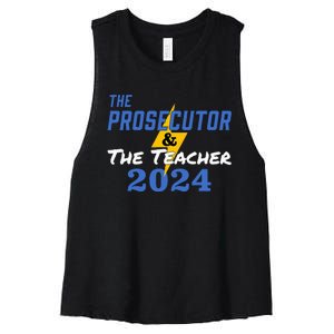 The Prosecutor & The Teacher 2024 Harris Walz Women's Racerback Cropped Tank