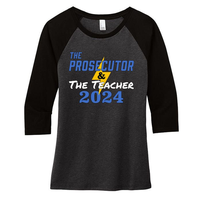 The Prosecutor & The Teacher 2024 Harris Walz Women's Tri-Blend 3/4-Sleeve Raglan Shirt