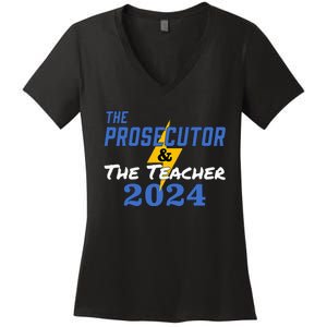 The Prosecutor & The Teacher 2024 Harris Walz Women's V-Neck T-Shirt