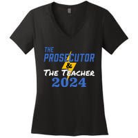 The Prosecutor & The Teacher 2024 Harris Walz Women's V-Neck T-Shirt