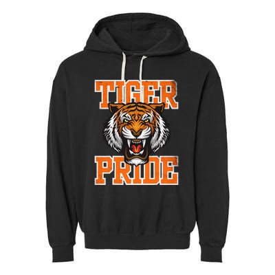 Tiger Pride Tiger Mascot School Sports Team Garment-Dyed Fleece Hoodie