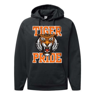 Tiger Pride Tiger Mascot School Sports Team Performance Fleece Hoodie