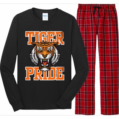 Tiger Pride Tiger Mascot School Sports Team Long Sleeve Pajama Set