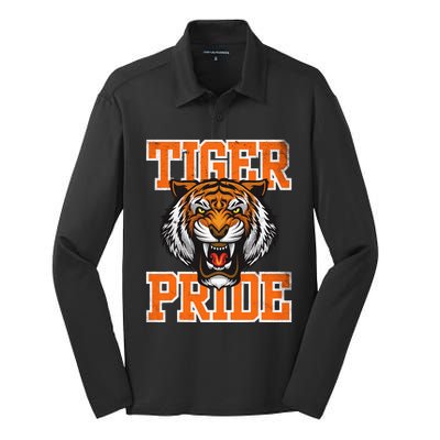 Tiger Pride Tiger Mascot School Sports Team Silk Touch Performance Long Sleeve Polo