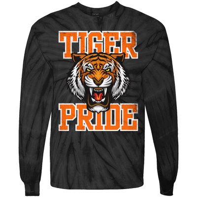 Tiger Pride Tiger Mascot School Sports Team Tie-Dye Long Sleeve Shirt