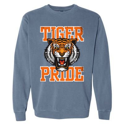 Tiger Pride Tiger Mascot School Sports Team Garment-Dyed Sweatshirt