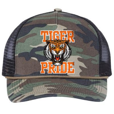 Tiger Pride Tiger Mascot School Sports Team Retro Rope Trucker Hat Cap