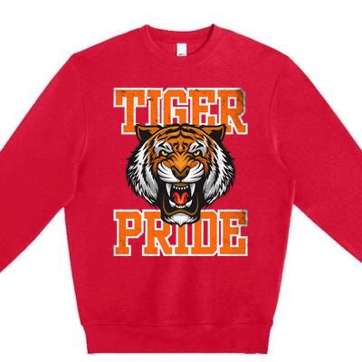 Tiger Pride Tiger Mascot School Sports Team Premium Crewneck Sweatshirt