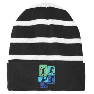 Tennis Player Striped Beanie with Solid Band