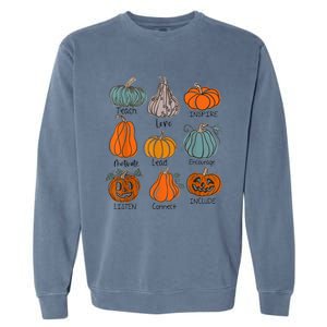 Teacher Pumpkins Trick Or Teach Halloween Teach Love Inspire Garment-Dyed Sweatshirt