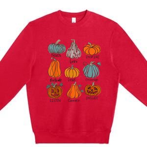 Teacher Pumpkins Trick Or Teach Halloween Teach Love Inspire Premium Crewneck Sweatshirt