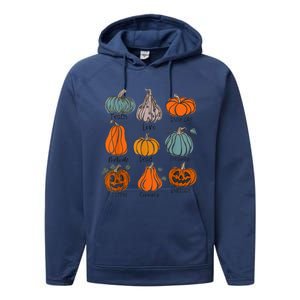 Teacher Pumpkins Trick Or Teach Halloween Teach Love Inspire Performance Fleece Hoodie