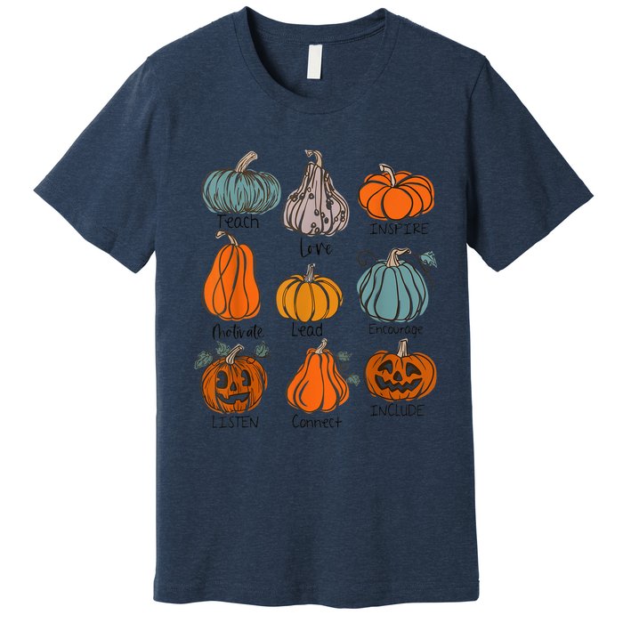 Teacher Pumpkins Trick Or Teach Halloween Teach Love Inspire Premium T-Shirt