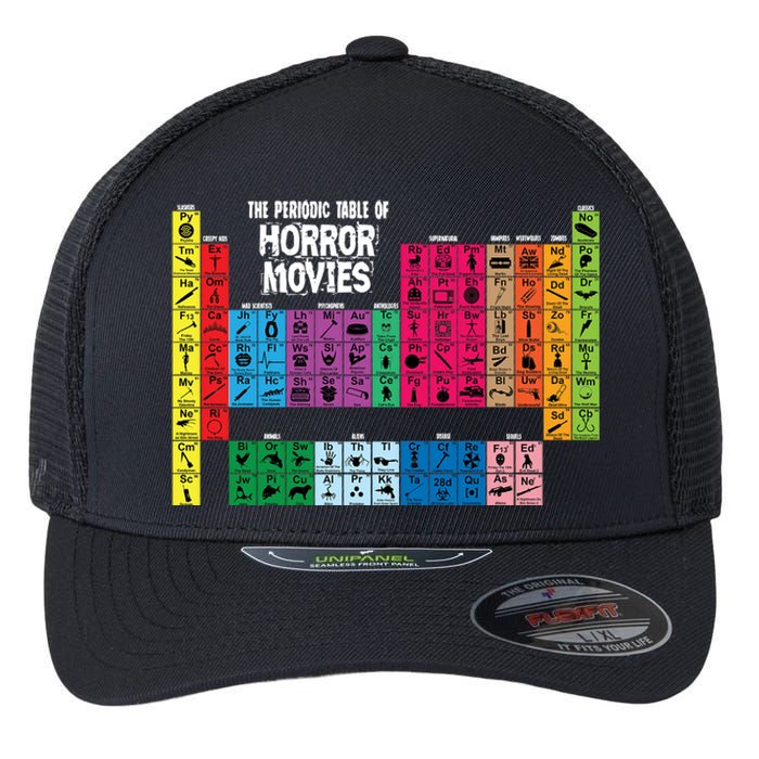 The Periodic Table Of Horror Movies Chemistry Science Flexfit Unipanel Trucker Cap