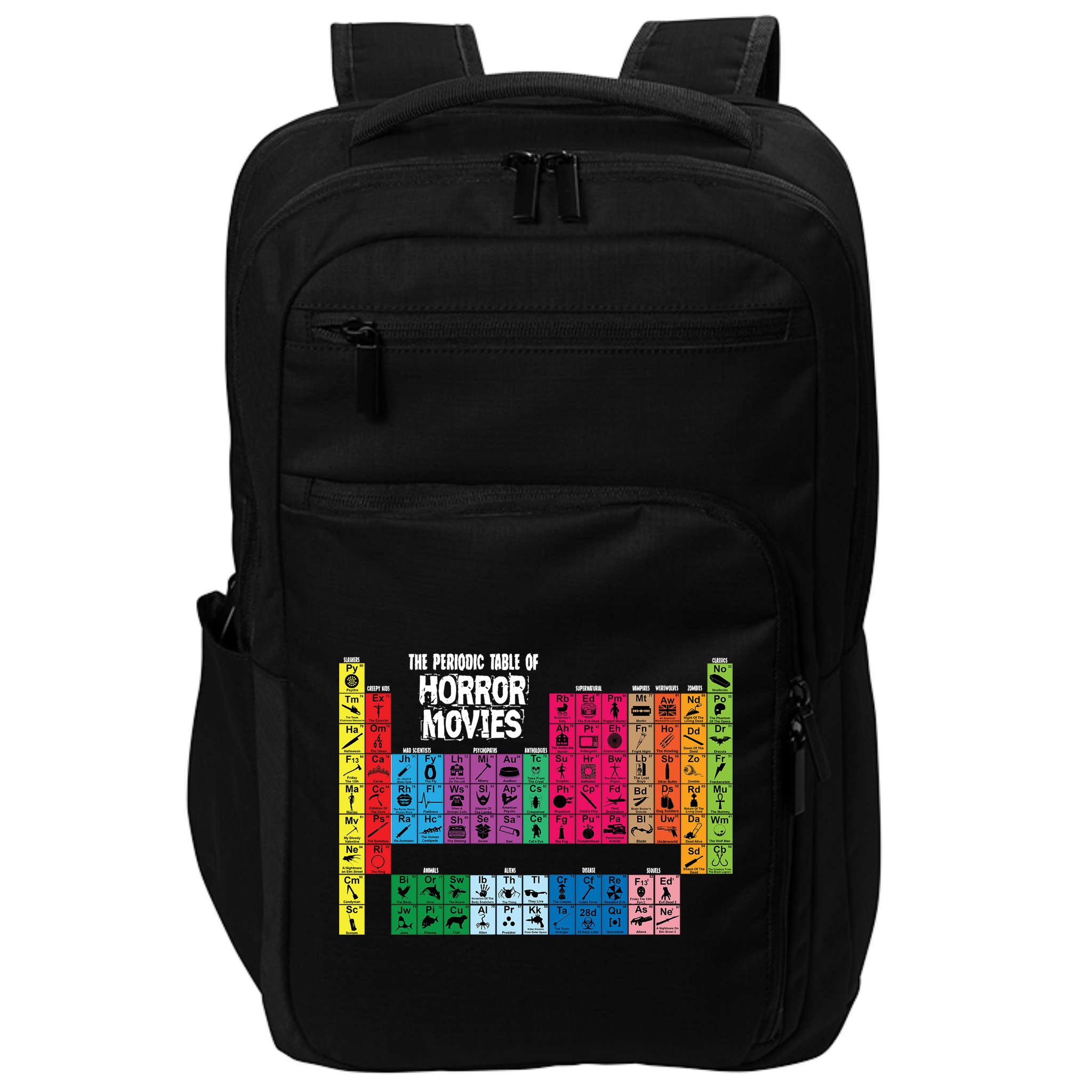 The Periodic Table Of Horror Movies Chemistry Science Impact Tech Backpack
