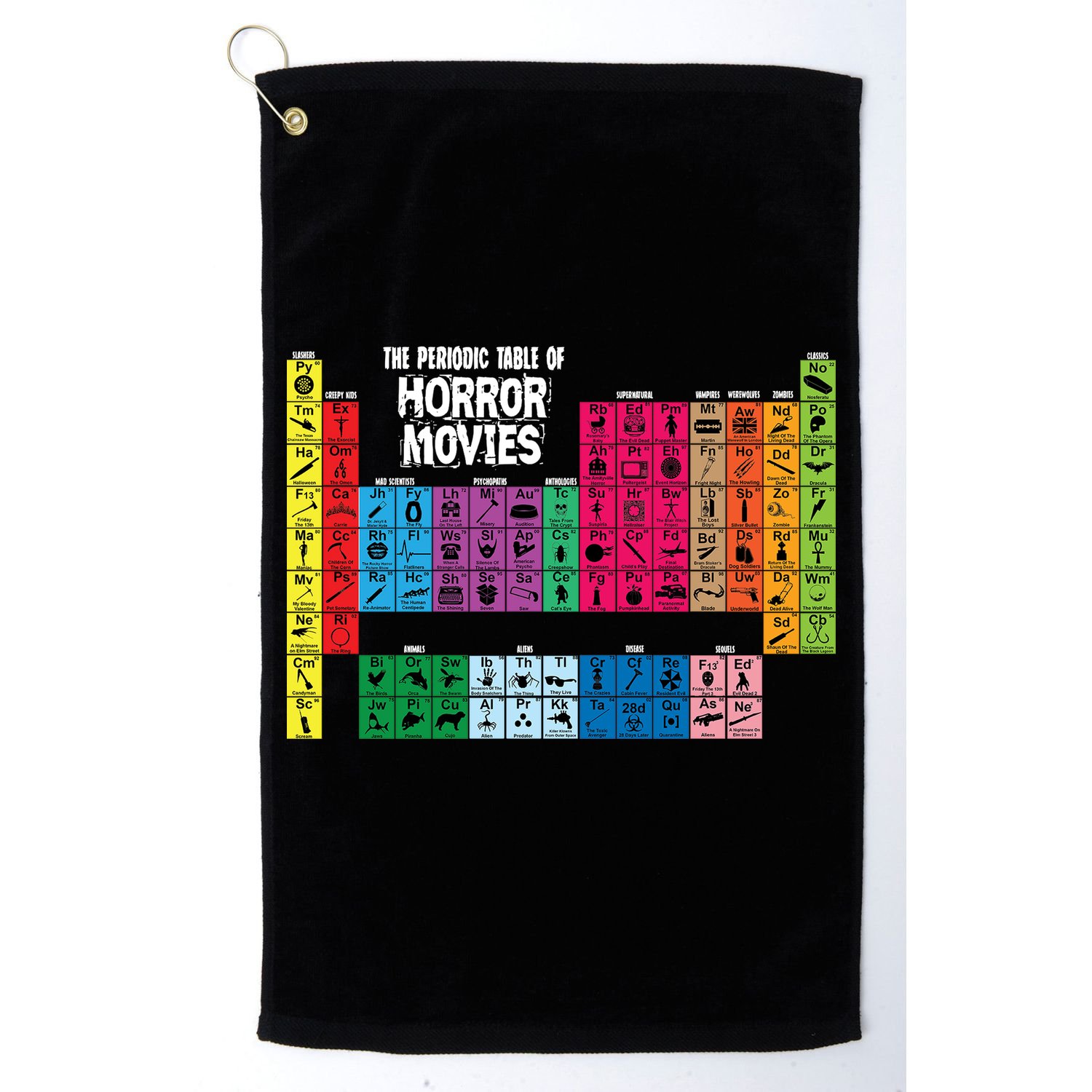 The Periodic Table Of Horror Movies Chemistry Science Golf Towel