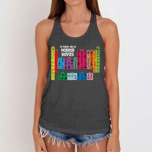 The Periodic Table Of Horror Movies Chemistry Science Women's Knotted Racerback Tank