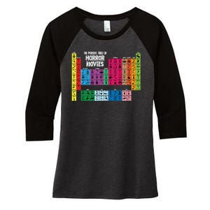 The Periodic Table Of Horror Movies Chemistry Science Women's Tri-Blend 3/4-Sleeve Raglan Shirt