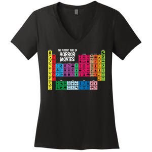 The Periodic Table Of Horror Movies Chemistry Science Women's V-Neck T-Shirt