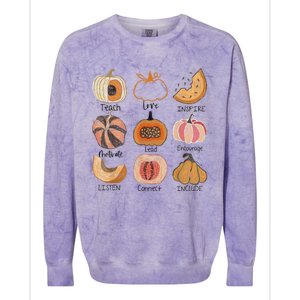 Teacher Pumpkin Teach Love Inspire Trick Or Teach Halloween Colorblast Crewneck Sweatshirt