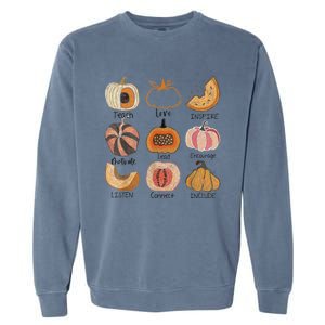 Teacher Pumpkin Teach Love Inspire Trick Or Teach Halloween Garment-Dyed Sweatshirt