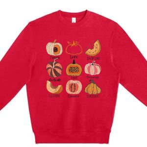 Teacher Pumpkin Teach Love Inspire Trick Or Teach Halloween Premium Crewneck Sweatshirt