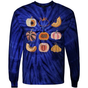 Teacher Pumpkin Teach Love Inspire Trick Or Teach Halloween Tie-Dye Long Sleeve Shirt