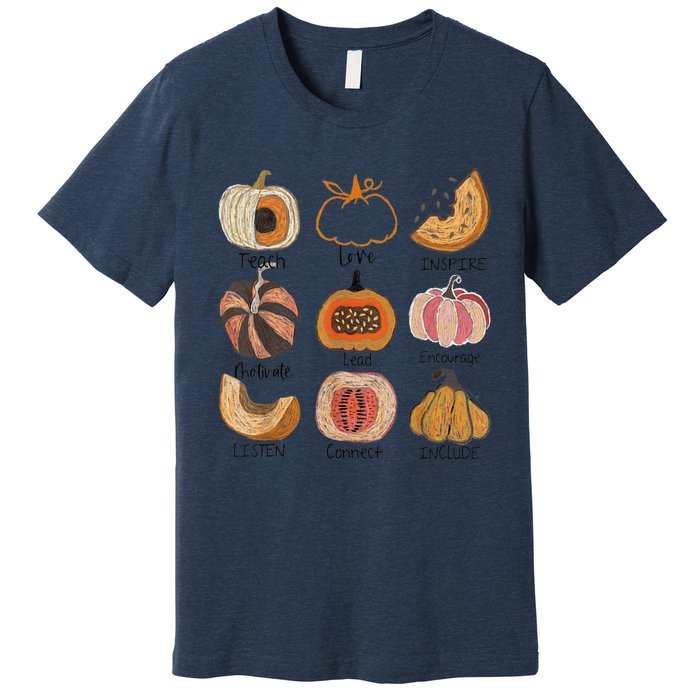 Teacher Pumpkin Teach Love Inspire Trick Or Teach Halloween Premium T-Shirt