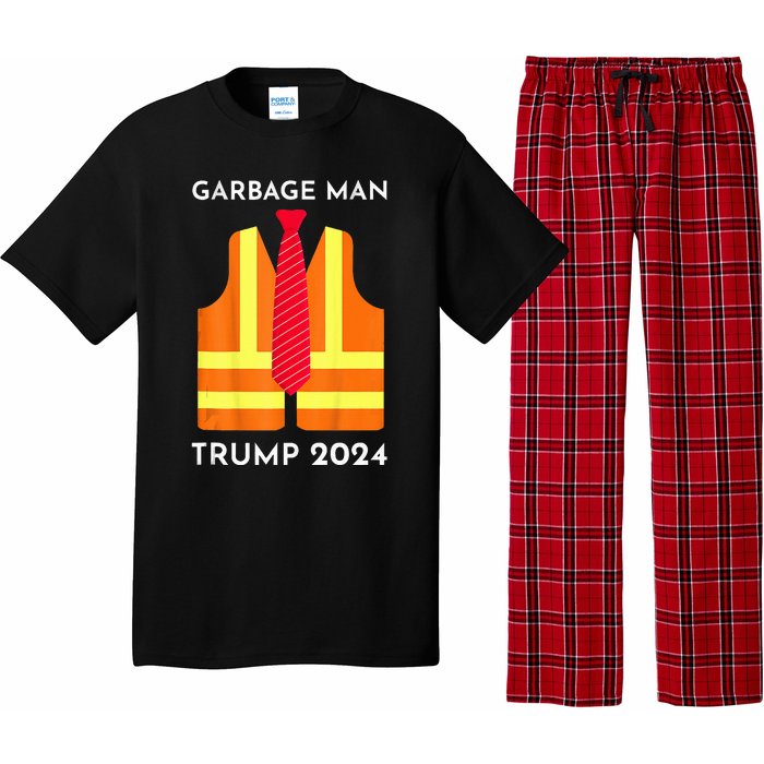 Trump Proud To Be Garbage Hivis Vest Red Tie Costume Pajama Set