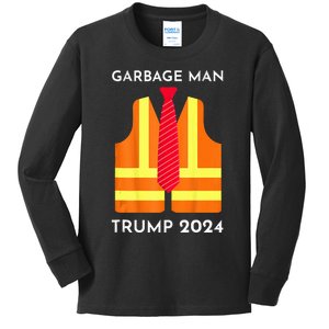 Trump Proud To Be Garbage Hivis Vest Red Tie Costume Kids Long Sleeve Shirt