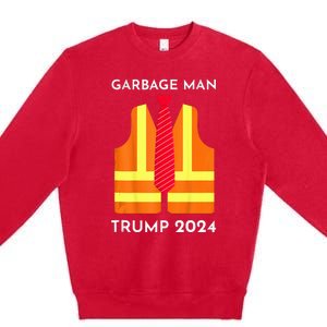 Trump Proud To Be Garbage Hivis Vest Red Tie Costume Premium Crewneck Sweatshirt