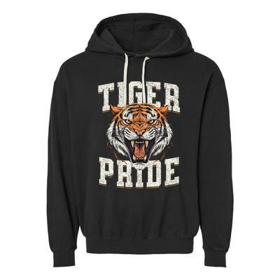 Tiger Pride Tiger Mascot Vintage School Sports Team Garment-Dyed Fleece Hoodie