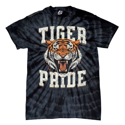 Tiger Pride Tiger Mascot Vintage School Sports Team Tie-Dye T-Shirt