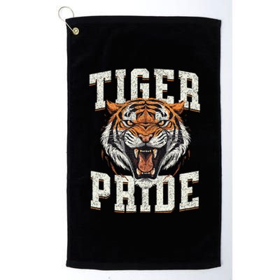 Tiger Pride Tiger Mascot Vintage School Sports Team Platinum Collection Golf Towel