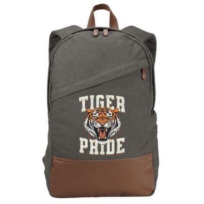 Tiger Pride Tiger Mascot Vintage School Sports Team Cotton Canvas Backpack