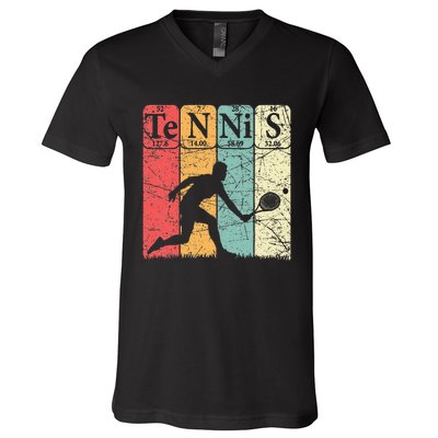 Tennis Periodic Table Elements Tennis Player Nerd Vintage V-Neck T-Shirt