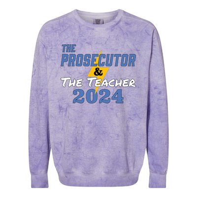 The Prosecutor The Teacher 2024 Harris Walz Presidential Colorblast Crewneck Sweatshirt