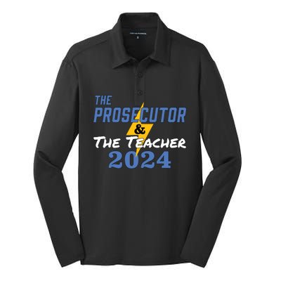 The Prosecutor The Teacher 2024 Harris Walz Presidential Silk Touch Performance Long Sleeve Polo