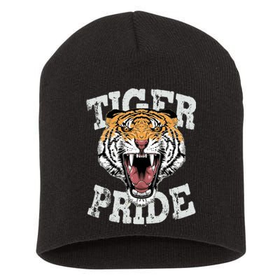 Tiger Pride Tiger Mascot Vintage School Sports Team Football Short Acrylic Beanie