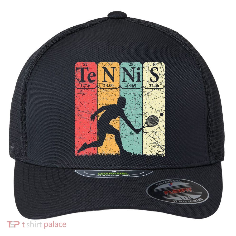 Tennis Periodic Table Elements Tennis Player Nerd Vintage Flexfit Unipanel Trucker Cap