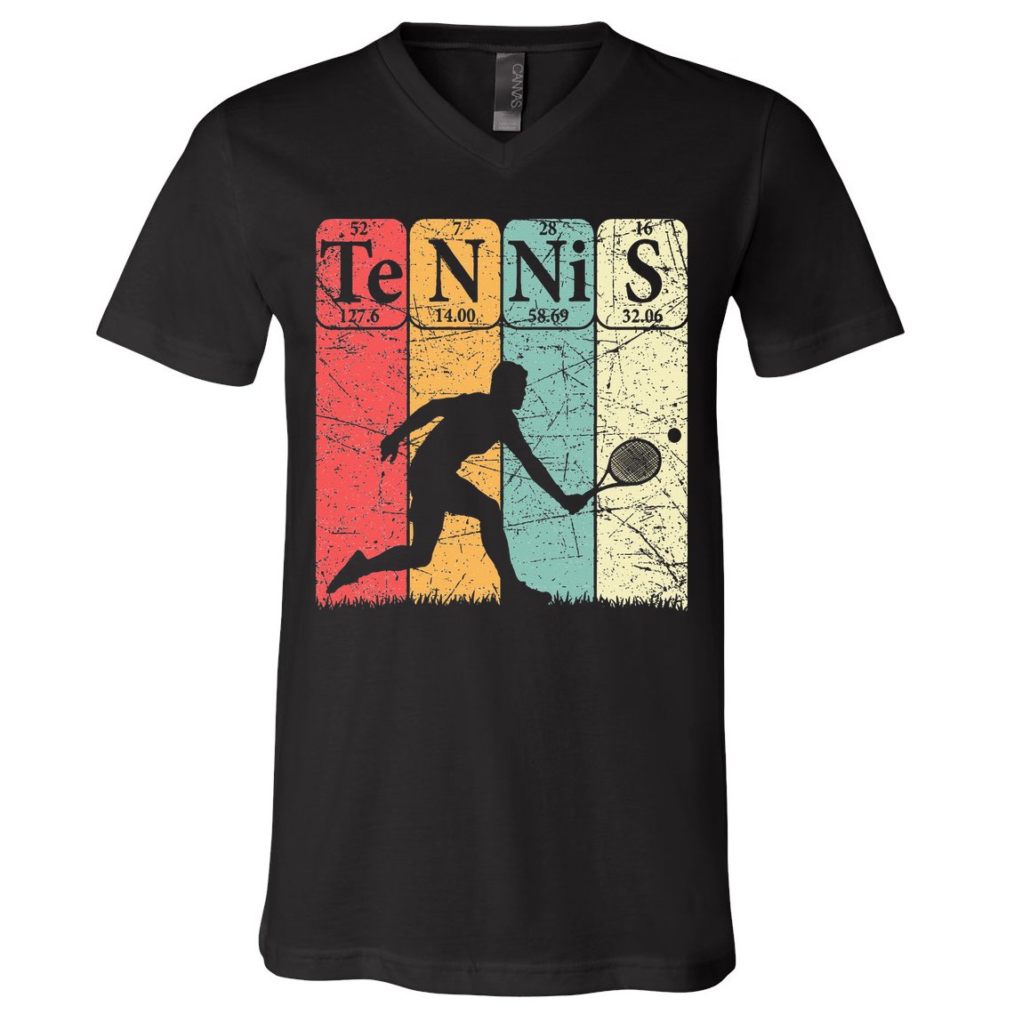 Tennis Periodic Table Elements Tennis Player Nerd Vintage V-Neck T-Shirt