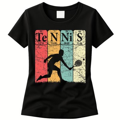 Tennis Periodic Table Elements Tennis Player Nerd Vintage Womens T-Shirt