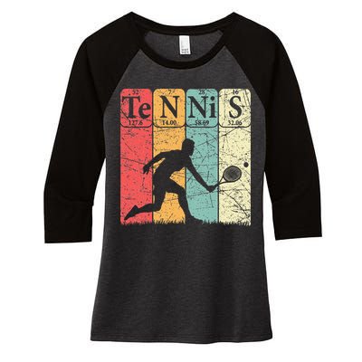 Tennis Periodic Table Elements Tennis Player Nerd Vintage Women's Tri-Blend 3/4-Sleeve Raglan Shirt