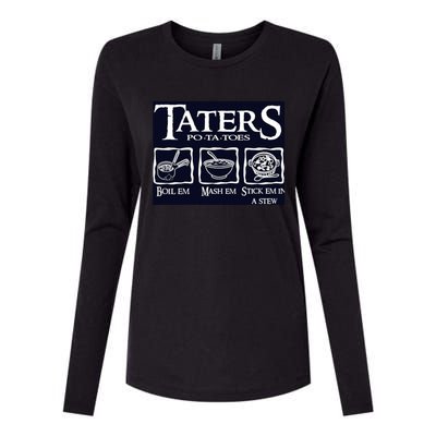 Taters Potatoes Womens Cotton Relaxed Long Sleeve T-Shirt