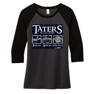 Taters Potatoes Women's Tri-Blend 3/4-Sleeve Raglan Shirt