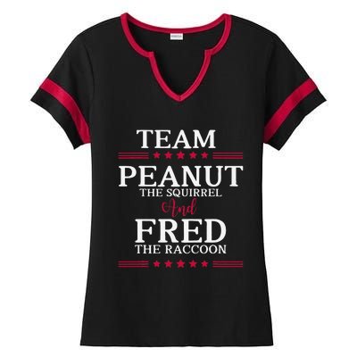 Team Peanut The Squirrel And Fred The Raccoon Ladies Halftime Notch Neck Tee