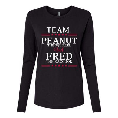 Team Peanut The Squirrel And Fred The Raccoon Womens Cotton Relaxed Long Sleeve T-Shirt